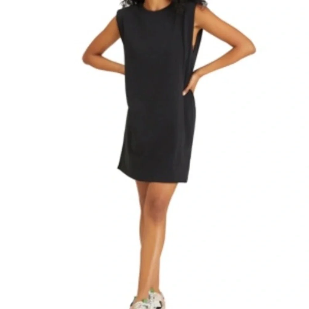 Sanctuary Black T Shirt Dress Shoulder Pad Sleeveless Shift Relaxed XXL